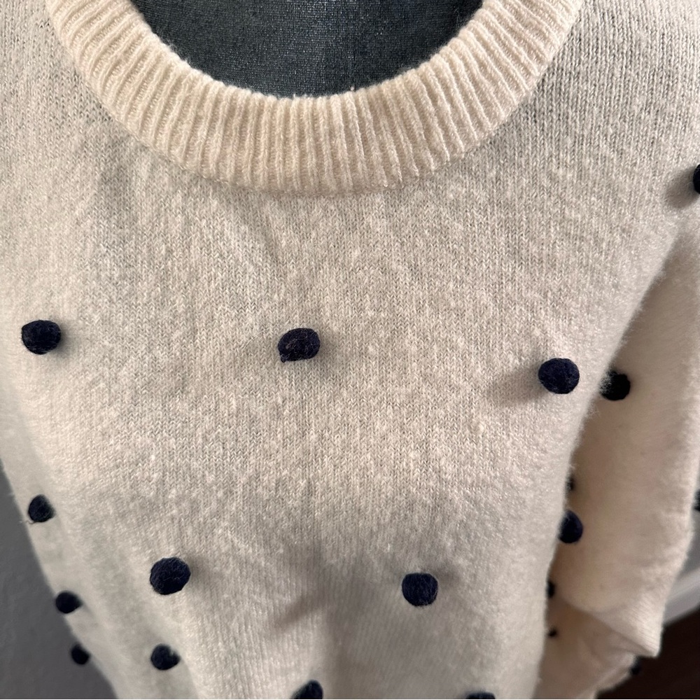 Madewell Cream Pullover Pom Pom Sweater | Size XL - Picture 4 of 6